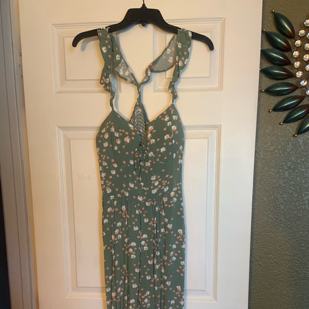 Floral Green Maxi Romper